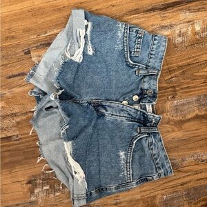 Denim Blue Distressed Women Shorts